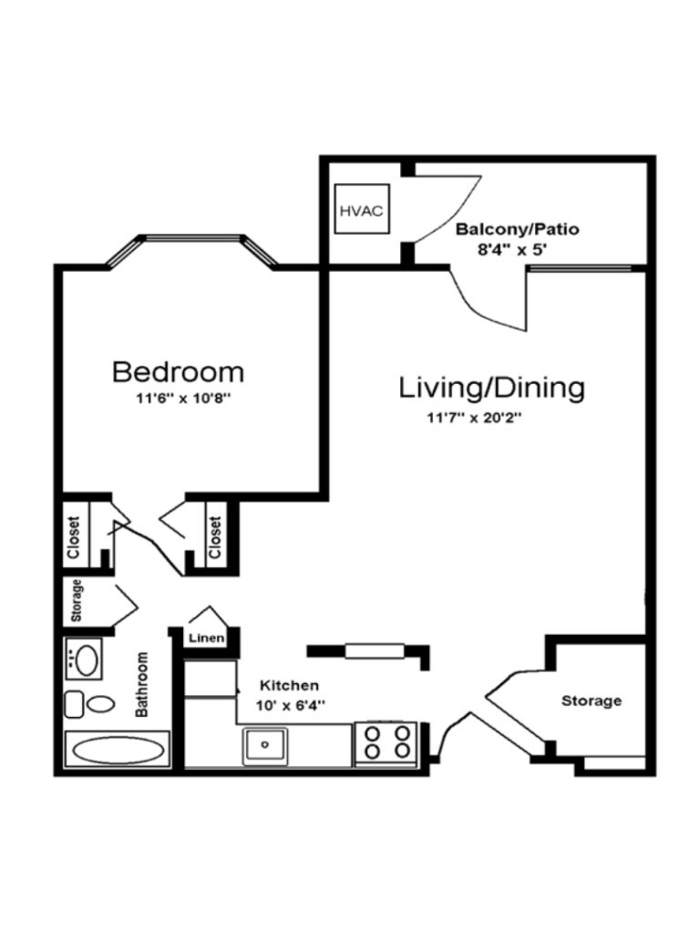 Porthaven Manor one bedroom floor plan